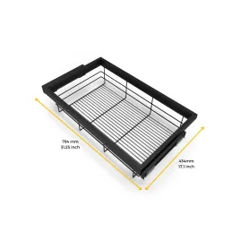 Panier métallique coulissant avec amortissement NEXUS 760–794 mm / Noir mat