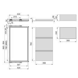 Tablette coulissante avec amortisseur NEXUS ELEGANTE 860–894 mm / Beige