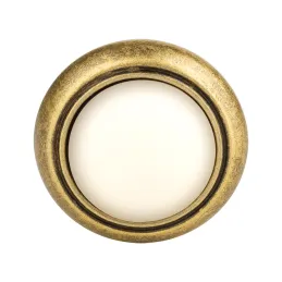 Bouton de meuble VENOS / Vieil or – porcelaine blanche