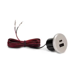 Chargeur de bureau encastrable 2 x USB pour intérieur, 25 mm, PLUGY / Gris métallisé