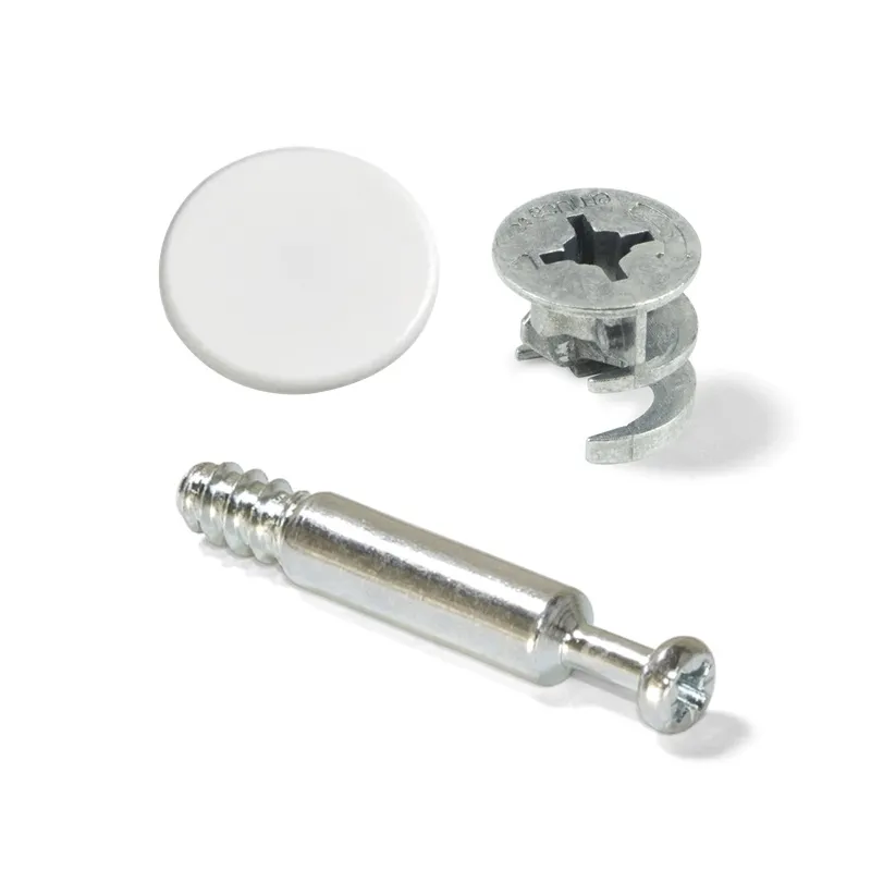 Kit de ferrures d’assemblage tige + excentrique 18 avec cache / Blanc mat – 10 pièces