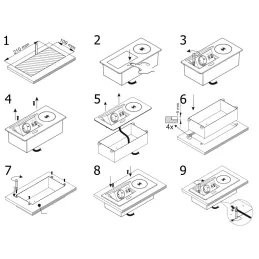 Prise électrique escamotable 1x230V + recharge USB A-C / Noir mat