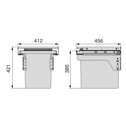 Poubelle coulissante LUXON 6450 – 1 × 35 L / Anthracite