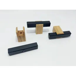 Bouton de meuble en bois LEO / Noir – hêtre naturel