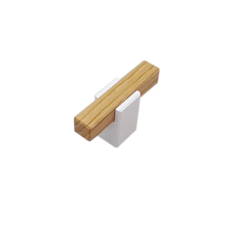 Bouton de meuble en bois LEO / Hêtre naturel – blanc