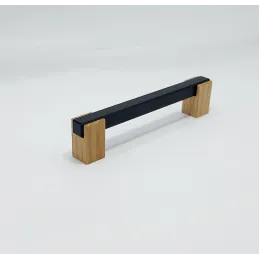 Poignée en bois LEO II / Noir - hêtre naturel