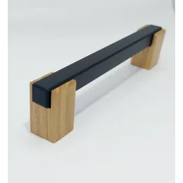 Poignée en bois LEO II / Noir - hêtre naturel