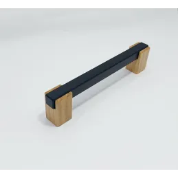 Poignée en bois LEO II / Noir - hêtre naturel