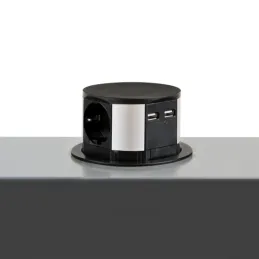 Prise électrique escamotable VERTIKAL SCHUKO 3x 230V + 2x USB / Noir mat
