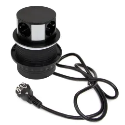 Prise électrique escamotable VERTIKAL SCHUKO 3x 230V + 2x USB / Noir mat