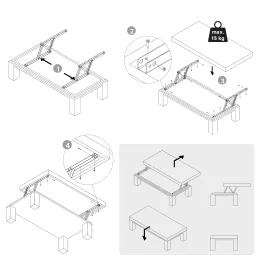 Mécanisme relevable pour table basse FUTURO / Noir mat