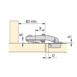 Charnière 90° pour angle aveugle avec amortissement X91 / Titane