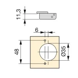 Charnière 90° pour angle aveugle avec amortissement X91 / Titane