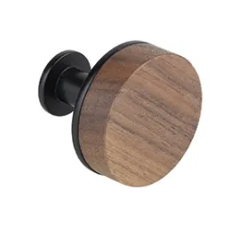 Bouton de meuble en bois SOHO / Noyer verni – noir mat