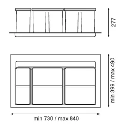 Poubelle coulissante SISTEMA 9XL 900 mm / Gris