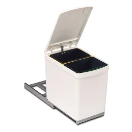Poubelle coulissante 300 mm – 2 × 7,5 L / Blanc