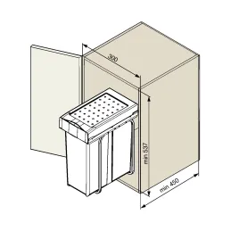 Poubelle coulissante LINEA 300 mm – 1 × 40 L / Grise
