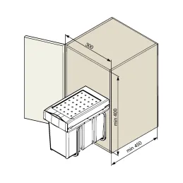 Poubelle coulissante LINEA 300 mm – 3 × 10 L / Grise