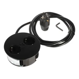 Prise électrique Twist 2x 230V SCHUKO / Noir mat