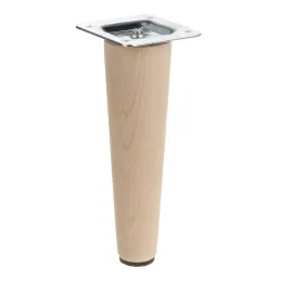 Pied de meuble en bois LUGO / hêtre brut – lot de 4 pièces