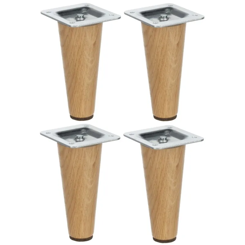 Pied de meuble en bois LUGO / Chêne verni – lot de 4 pièces