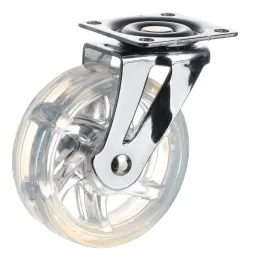 Roulettes de meuble sans frein, 75 mm / Transparent