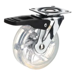 Roulettes de meuble avec frein 75 mm / Transparent