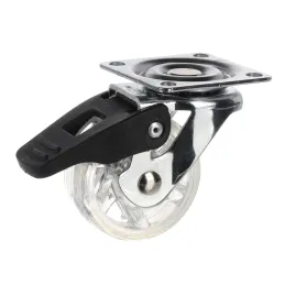 Roue de meuble SIMPLE avec frein, 50 mm / transparente claire