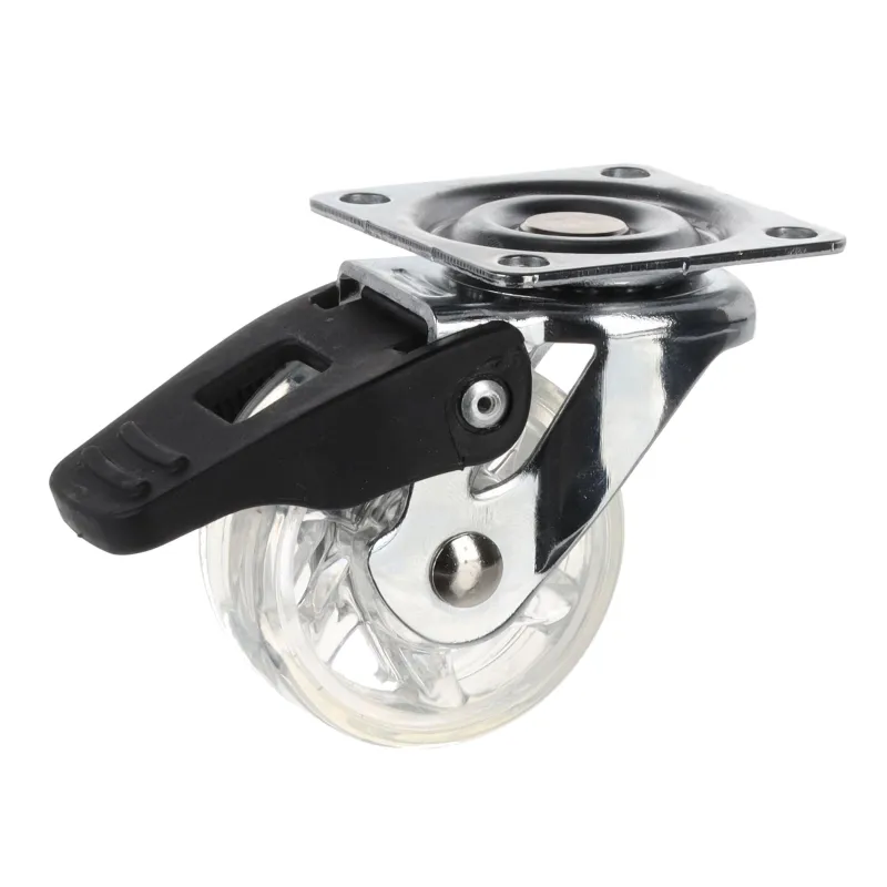 Roue de meuble SIMPLE avec frein, 50 mm / transparente claire