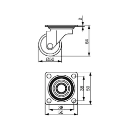 Roulettes de meuble SIMPLE sans frein, 50 mm / marron transparent