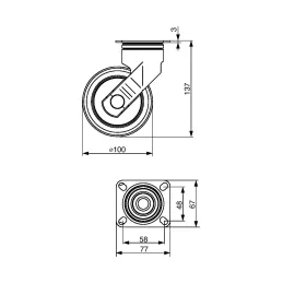 Roulettes de meuble TENTE sans frein 5370 – 100 mm / Gris
