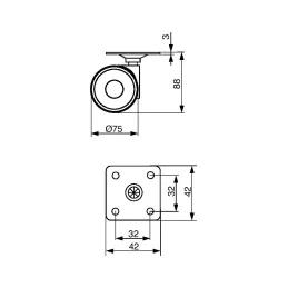 Roulettes de meuble LINEA 75 mm – sans frein / gris clair RAL 9002