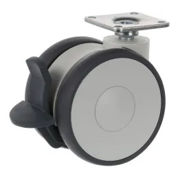 Roulettes de meuble LINEA 75 mm – avec frein / gris clair RAL 9002