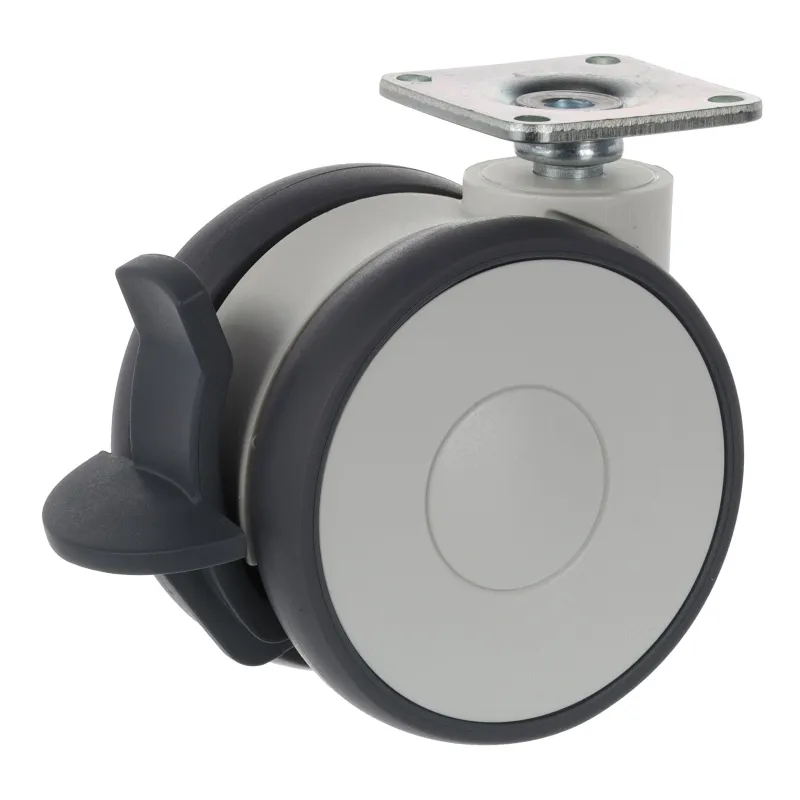 Roulettes de meuble LINEA 75 mm – avec frein / gris clair RAL 9002