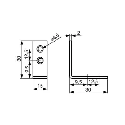Équerre de raccordement 30 x 30 mm – 10 pièces / zingué blanc