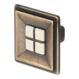 Bouton de meuble TOSCA MINI / Porcelaine – laiton vieilli