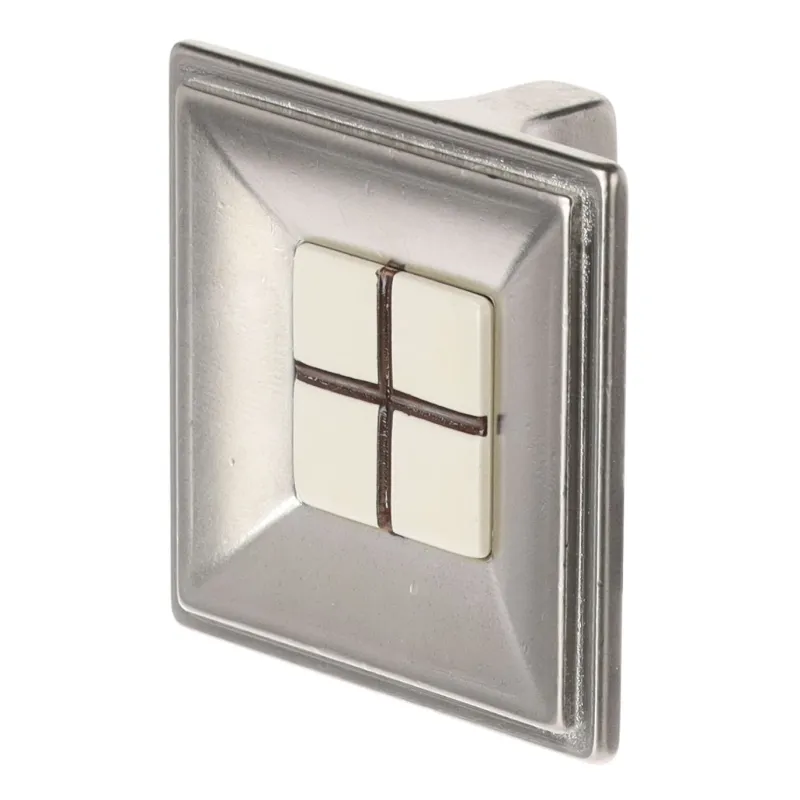 Bouton de meuble TOSCA MAXI / Porcelaine – nickel mat