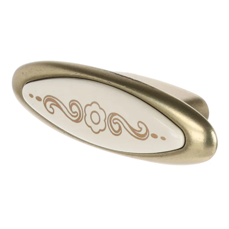 Bouton de meuble ROSALIA / Porcelaine à motif – ornement doré
