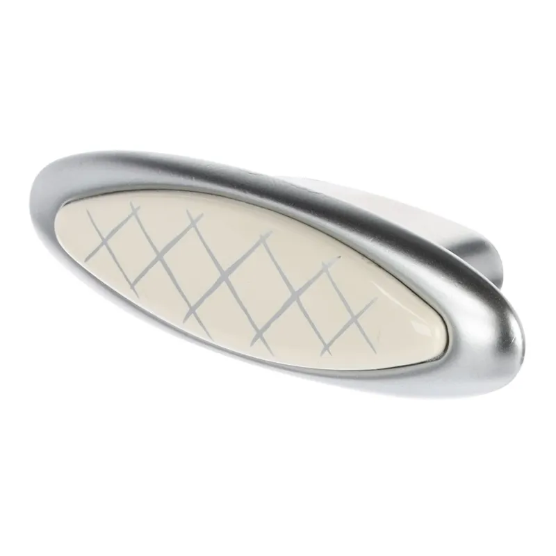 Bouton de meuble ROSALIA / Porcelaine à motif – chrome mat