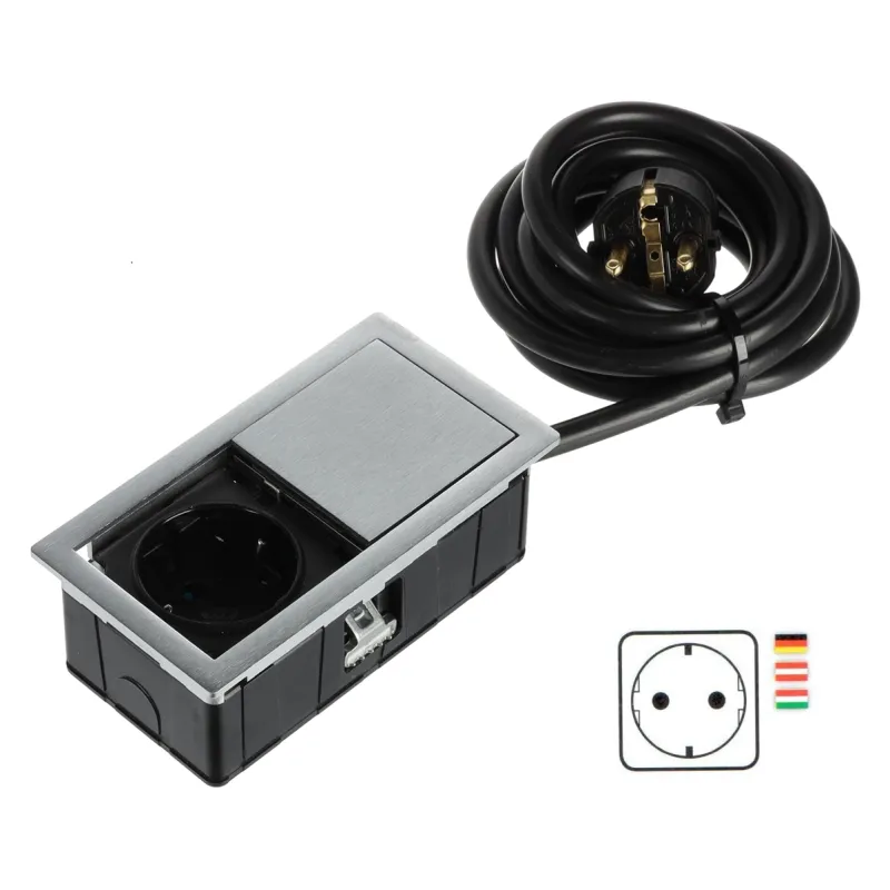 Prise électrique VersaHit Mono 1 x 230 V SCHUKO / Acier inoxydable