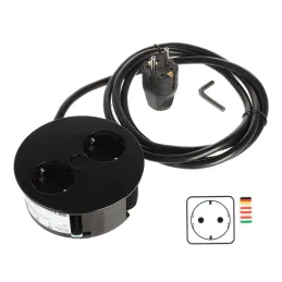 Prise électrique Twist 2x 230V SCHUKO / Noir mat