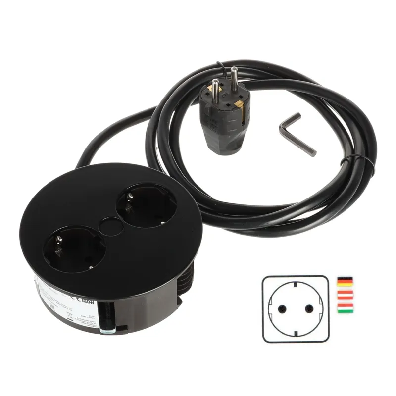 Prise électrique Twist 2x 230V SCHUKO / Noir mat