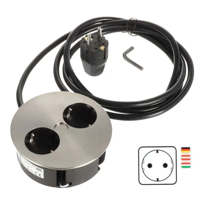 Prise électrique Twist 2x 230V SCHUKO / Inox