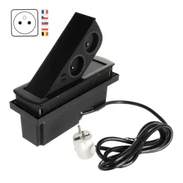 Prise électrique escamotable CIZO 2x230 + 2xUSB - FRENCH / Noire
