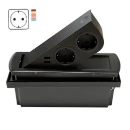 Prise électrique escamotable CIZO 2x230 + 2xUSB – SCHUKO / Noire