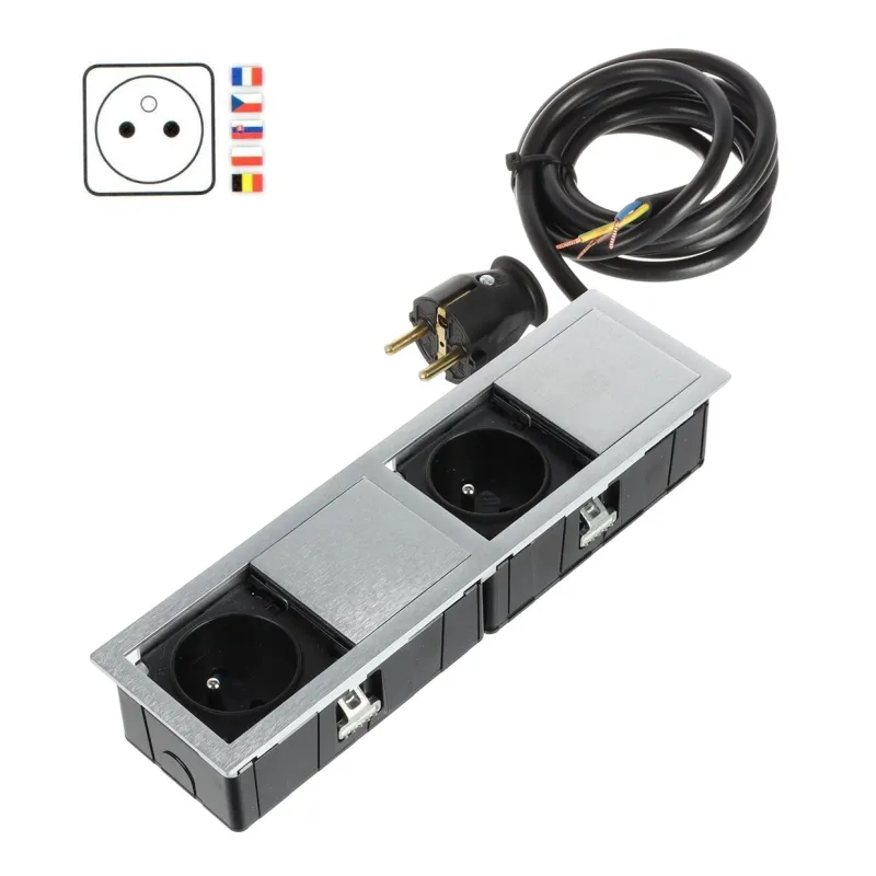 Prise électrique VersaHit Mono Combi FRENCH 2 x 230V / Inox