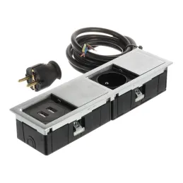 Prise électrique VersaHit Mono Combi FRENCH 1 x 230V + USB A / Inox