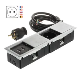 Prise électrique VersaHit Mono Combi FRENCH 1 x 230V + USB A / Inox