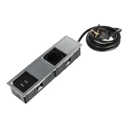 Prise électrique VersaHit Mono Combi SCHUKO 1 x 230V + USB A / Acier inoxydable