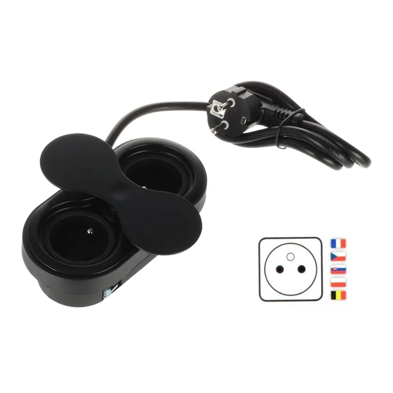 Prise intérieure SWING FRENCH 2 x 230 V / Noir mat